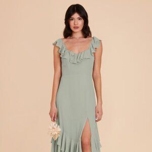 Birdy Grey Ginny Chiffon Bridesmaid Dress in Sage Green, Medium